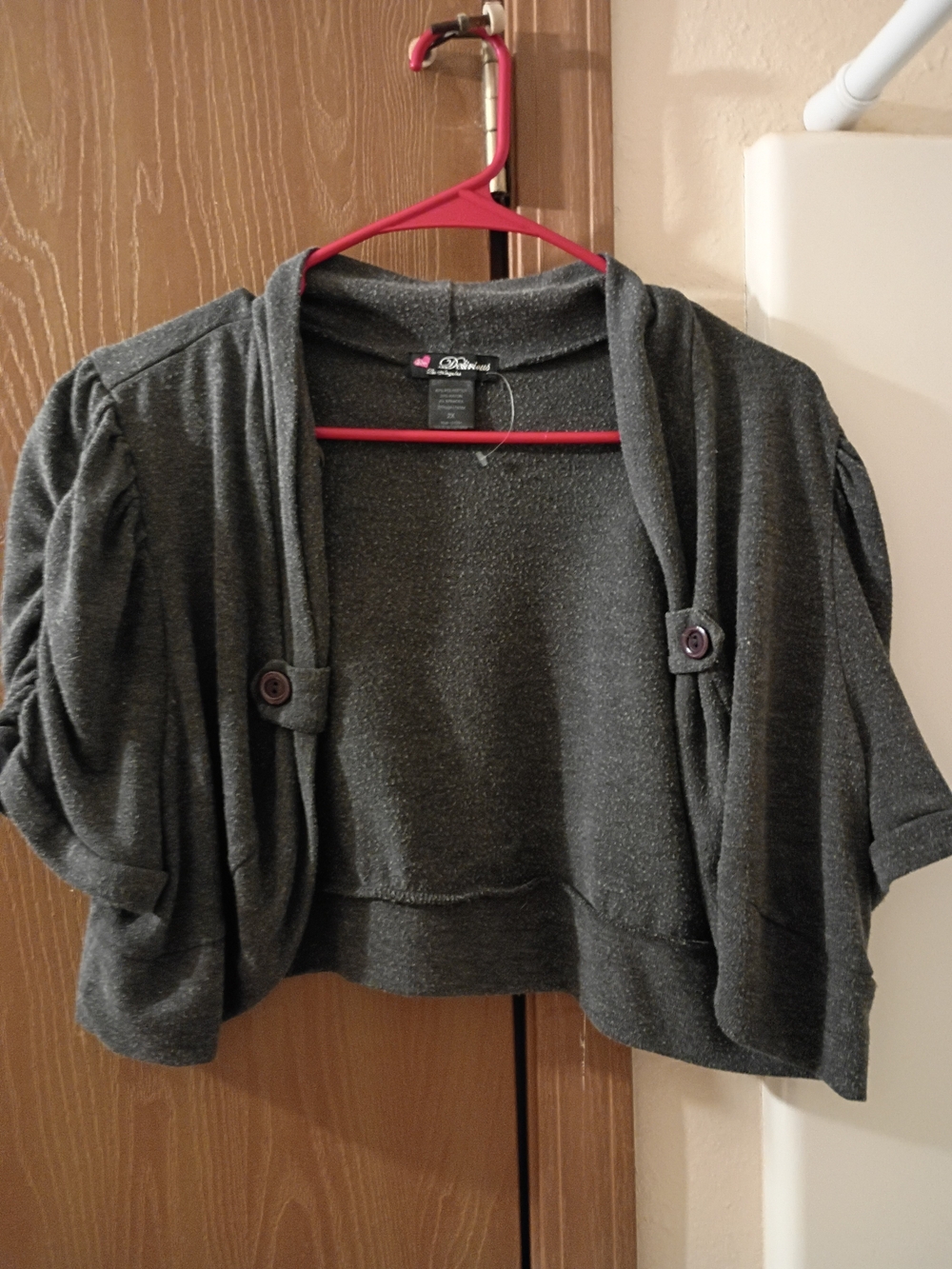 Apt. 9 Charcoal Cropped Button-Accent Cardigan